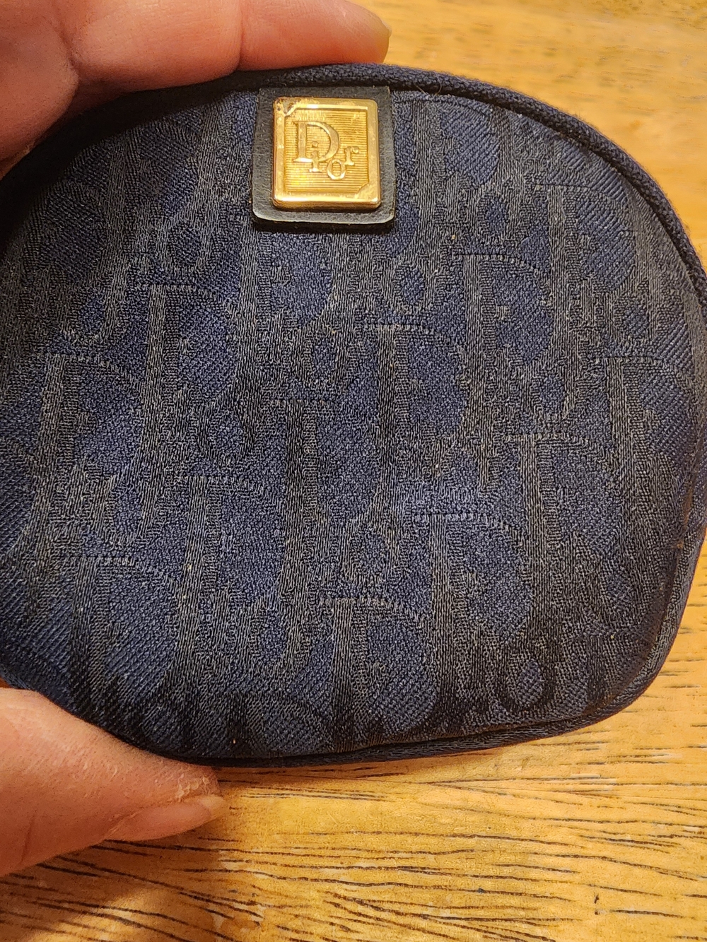 vintage blue Christian Dior Trotter monogram canvas coin purse